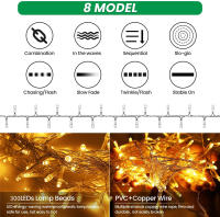 Luces De Navidad 3M Con Control Remoto De 8 Modos Guirnalda De Hadas Para Dormitorio Decoración De Puerta De Enlace LED Para Bodas - details 1
