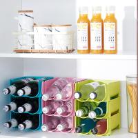 3 Pack Plastic Stackable Bottle Shelf,Refrigerator Organizer Kitchen Bottle Storage Rack Wine Holder Bottles Drinks Shelf Display Shelf - details 3