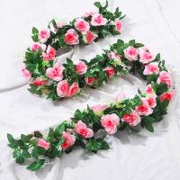 2pcs Rosas Artificiales De Seda Con Vínculo De Rattan Decoración De Pared Para Bodas Y Fiestas Adorno De Jardín Para El Hogar - details 4