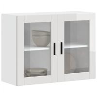 vidaXL Armario de pared para cocina puerta cristal Porto en color Roble ahumado/Roble Sonoma/Negro y más | almacenamiento funcional diseño moderno para baño dormitorio sala - details 4