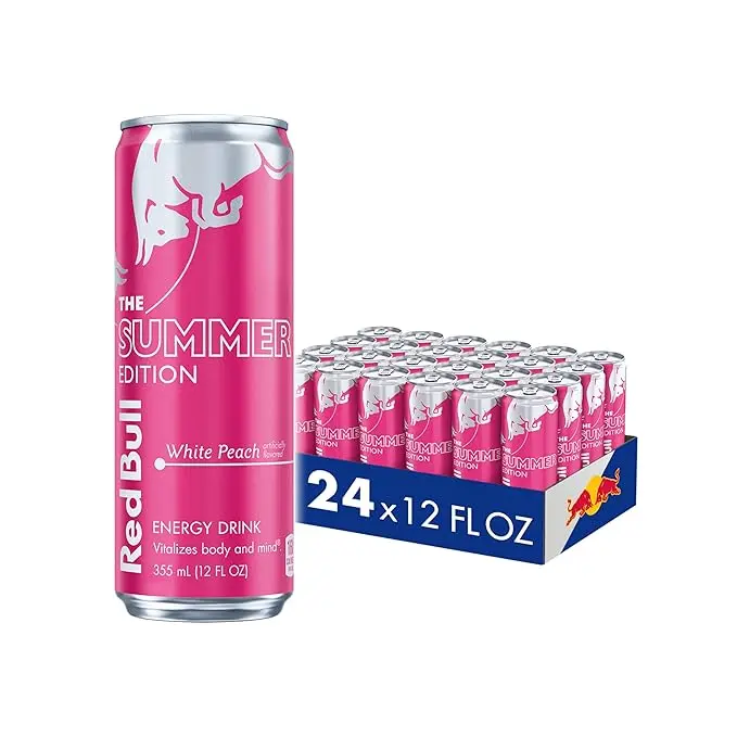 Caja de Red Bull Rosa Melocotón Bebida Energética - 24 unidades de 250ml - 1