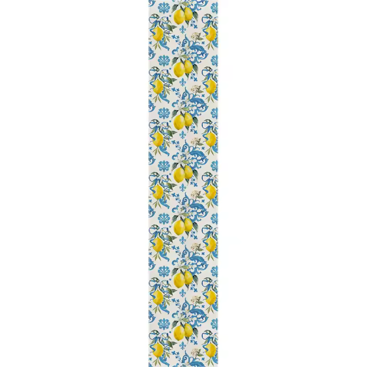 Corredor De Mesa Floral Azul Limón Iris Para Todas Las Estaciones Alfombra De Cocina Adecuada Para Decoración De Escenas De Fiestas En Casa Y Vacaciones - 1