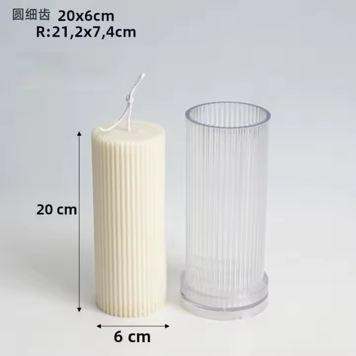 Molde De Vela Cilíndrica Para DIY Con Rayas Plástico Duradero Y Fácil De Librar Para La Fabricación De Velas De Forma Cilíndrica Y Topo Plano - 1