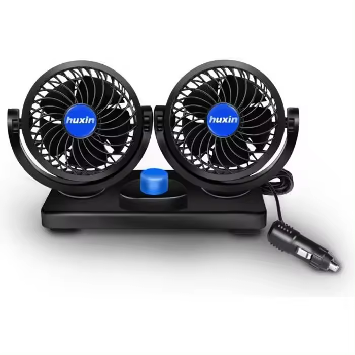 Ventilador de refrigeración para coche con rotación de 360° y 12 V con cabezal doble y velocidad ajustable para vehículo - 1