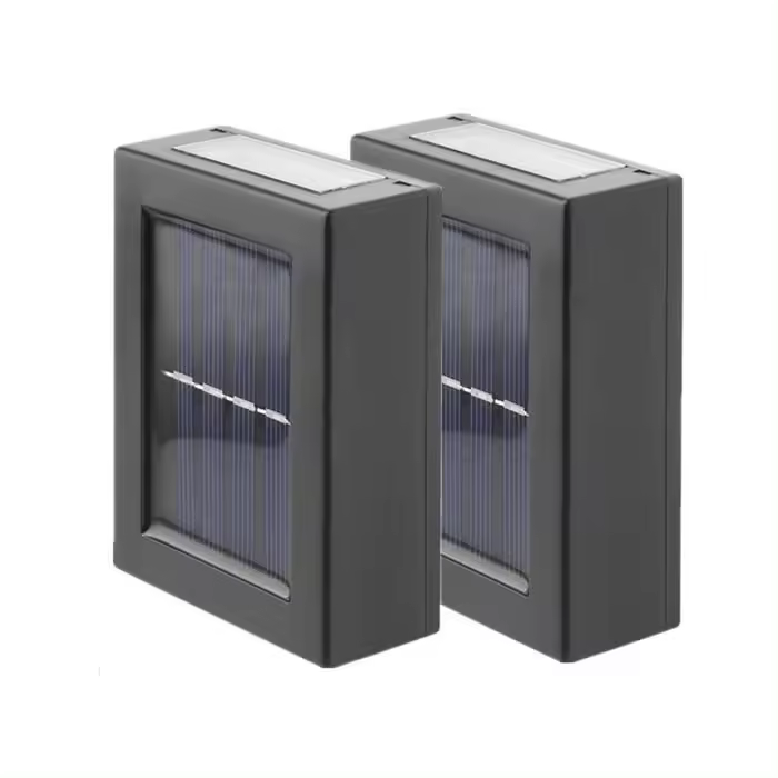 Aplique solar de pared para exteriores, 2 juegos de apliques de pared luminosos impermeables superiores e inferiores, luz blanca - 1