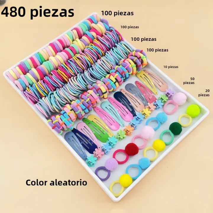 Accesorios Para El Cabello Para Niñas Set De Banda Elástica Para Moño Y Clip De Borde Variety Hair Bands Scrunchy Ponytail Holders Polyester Nylon Plástico Aleación - 1