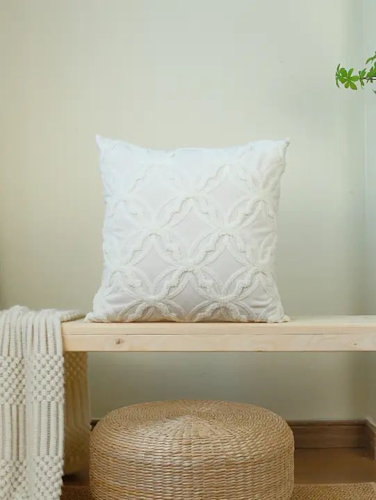  Funda De Cojín De Algodón Suave Y Duradero Bordado Geométrico Para Decoración Del Hogar Estilo Moderno Y Minimalista - 1