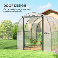 Invernadero túnel para tomates Outsunny Garden Superficie del suelo 6 m² 3L x 2W x 2H m Marco tubular reforzado Puerta con cremallera 2 ventanas enrollables - Transparente - details 4