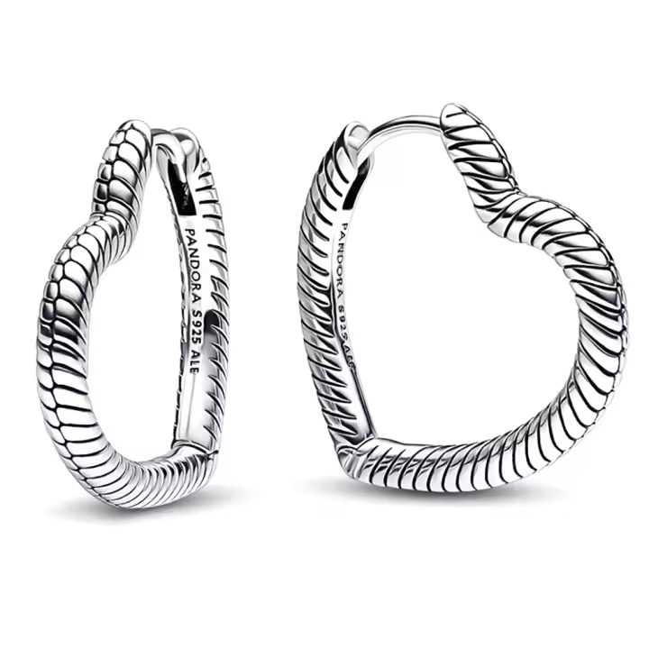 Pandora Pendientes de Aro en Plata de Ley Charm de Corazón Abrazo  292236C00，Incluye Caja Original - 1