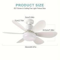 Ventilador De Techo 20.5in Con Luz Y Control Remoto 40W Bombilla LED E27 Sin Cable Para Cocina Dormitorio Habitaciones Pequeñas - details 3