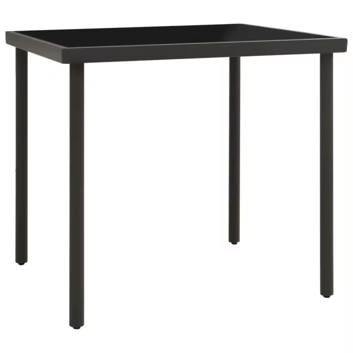 vidaXL Mesa de comedor jardín vidrio y acero gris antracita 80x80x72cm - 1
