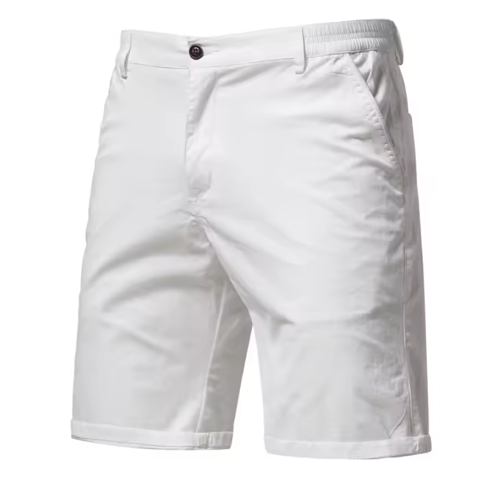 Verano nuevos pantalones cortos casuales de algodón para hombres europeos y americanos rectos ajustados pantalones de cinco cuartos ropa de hombre de color sólido de gran tamaño - 1