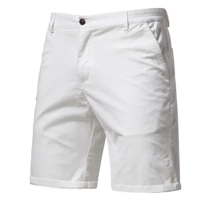 Verano nuevos pantalones cortos casuales de algodón para hombres europeos y americanos rectos ajustados pantalones de cinco cuartos ropa de hombre de color sólido de gran tamaño - 1