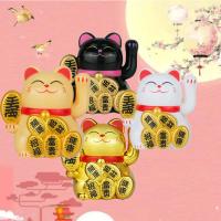 Gato de la suerte Maneki Neko alimentado por energía Solar, 4cm*4.7cm*4.7cm.Gato chino de la suerte que da la bienvenida a la mano, figuritas de gato de la fortuna para la decoración del hogar.gato de la suerte. - details 0