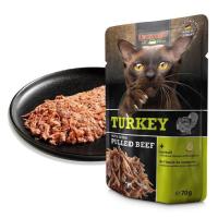 16 Sobres x 70 gr - Leonardo Sobre Pavo + Carne Extra Desmenuzada de Ternera para Gatos - details 1
