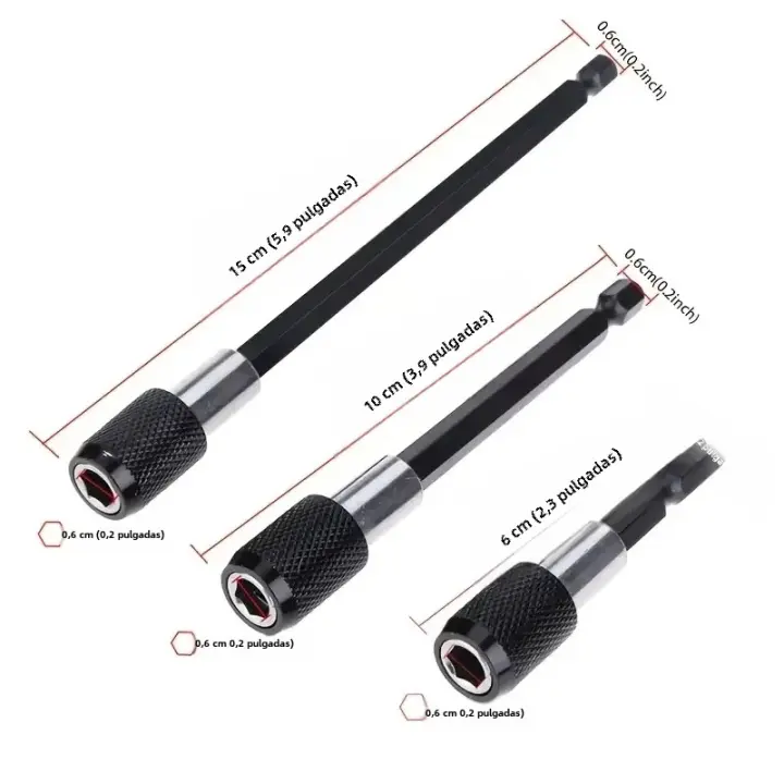 3Pcs Rodillo De Extensión Hexagonal Para Taladro Eléctrico Con Cierre Rápido Y Autolock Herramienta De Transferencia Rápida Para Destornillador - 1