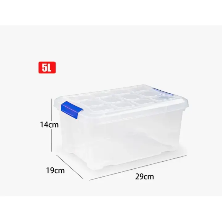 Caja Almacenamiento Plástico Transparente con Tapa, Cierre de Presión y Ruedas, Fácil Organizar, Contenedor para Almacenar, Variedad de Modelo 5L 8L 10L 12L 16L 25L 30L 31L 35L 36L 41L 55L 56L 57L 60L 61L Cajas Organizadoras Multiuso - 1