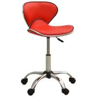 vidaXL Taburete de salón de belleza de cuero sintético en color Blanco/Marrón/Rojo | cómodas modernas ergonómicas para comedor cocina salón hogar - details 2