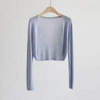Chaqueta De Punto Para Mujer Protección Solar Delgada De Seda Helada Abrigo Corto De Verano Con Capucha Estilo High Street - details 3