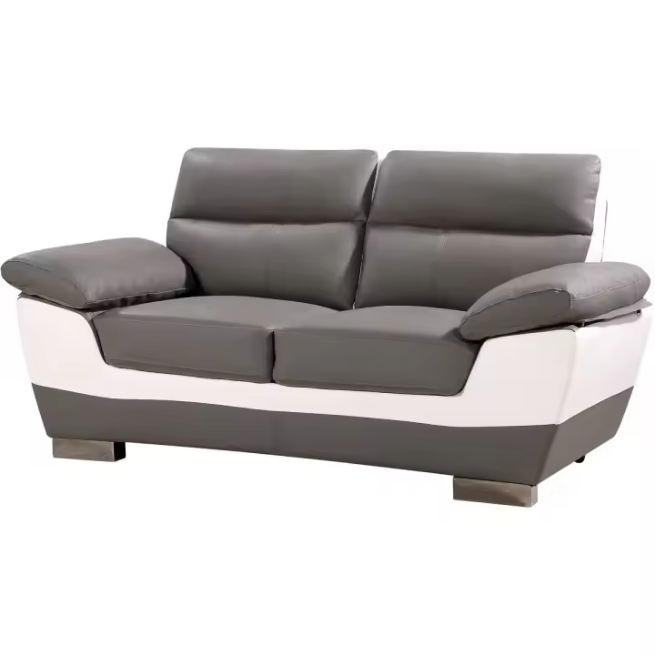 Sofá cuero reconstituido / PVC Dallas - 2 plazas Gris/Blanco - 1