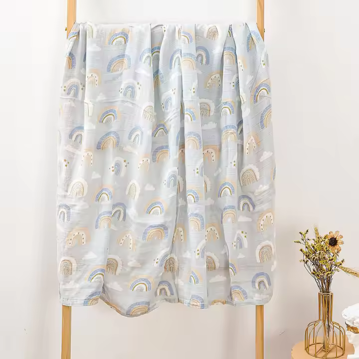 Envoltura De Bebé Happyflute En Algodón De Bambú Muselina Suave Multifuncional Para Recién Nacidos Estampado Moda 120x110cm - 1