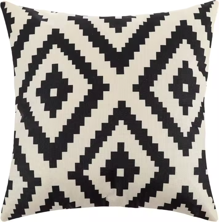 Elegante Juego de Cubiertas de Almohada Decorativas Modernas 45x45cm Algodón Lino Geometría - 1