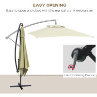 Outsunny Parasol Excéntrico 294x193 cm Sombrilla de Jardín con Base Cruzada y Manivela Impermeable Protección UV Sombrilla para Terraza Patio - details 3