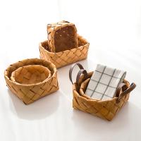 Cesta De Almacenamiento Para Escritorio Hecha De Bambú Tejida a Mano Cesta De Frutas Y Vegetales Con Mango Organizador Decorativo Para Rituales Y Costumbres - details 9