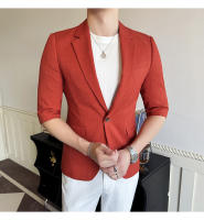 Traje De Verano Para Hombre 2025 De Alta Calidad Con Mangas De Siete Puntos Estilo Moderno Y Elegante Talla M-5XL Azul Rayado Transpirable Y Fresco - details 5