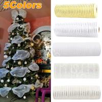 Cinta De Decoración Para Navidad 26cm 10 Yardas Dorada Y Plateada Mesh DIY Para Arbolito De Navidad Regalo De Boda - details 0