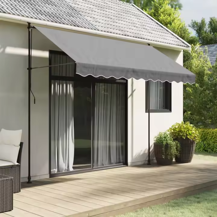 vidaXL Tela de cenefa de toldo de repuesto rayas gris antracita 3 m - 1