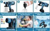 PISTOLA DE PULVERIZACIÓN eléctrica inalámbrica de 1000ML, pulverizador de pintura HVLP de alta potencia, aerógrafo con revestimiento de acero para muebles de automóvil para batería Makita de 18V, Pistola eléctrica de 1000 W, Con 2 pilas - details 3