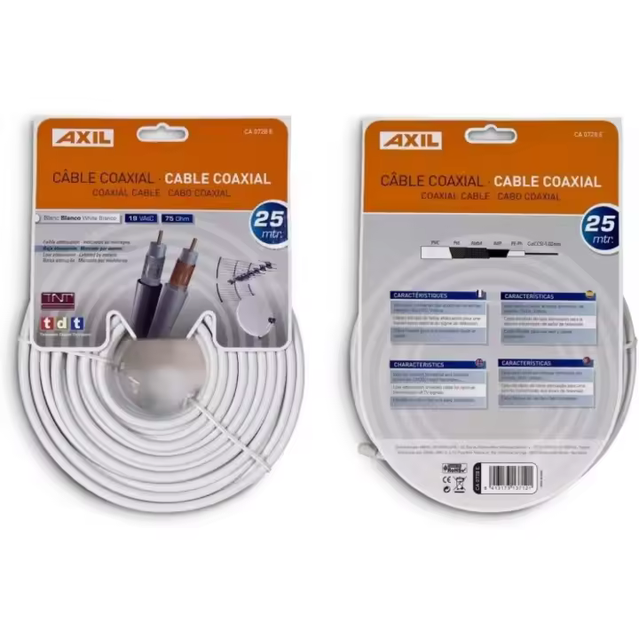 Axil Cable Antena Engel Coaxial 19 VATC 25m CA0728E: Cable coaxial Engel de 25m, perfecto para mejorar la señal de tu antena de TV. - 1