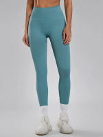 Pantalones Deportivos De Mujer En Color Sólido Cintura Alta Elástica Leggings De Fitness Sin Costuras Ajuste De Cadera - details 10