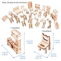 Juego De Puzle 3D De Madera 34 Piezas Miniatura 1:12 Para Casa De Muñecas Accesorios De Construcción DIY Juguetes Educativos Para Niños - details 7
