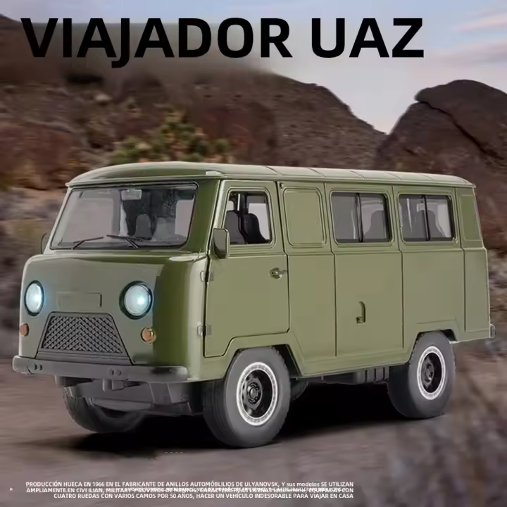 Nueva Coleccionable De Automóvil a Escala 1:18 UAZ TRAVELER 452 VÁN Rusa En Aleación Con Sonido Y Luz Vehículo De Juguete Metálico Para Niños - 1
