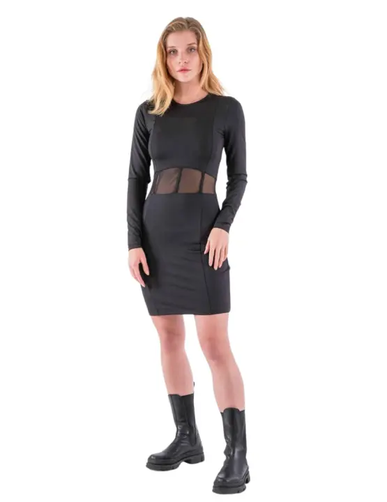 Vestido corsé de manga larga Pieces Maja Negro - 1