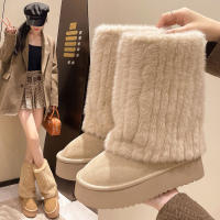 Botas De Nieve Para Mujer Con Aumento De Altura Y Suela Gruesa 2024. Botines De Invierno Con Forro De Peluche Y Algodón Espeso. Material De La Parte Superior PU. Botas De Media Caña. - details 1