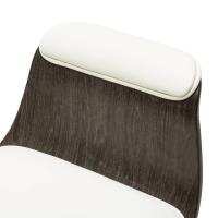 vidaXL Silla de oficina de madera curvada y cuero sintético blanco - details 5