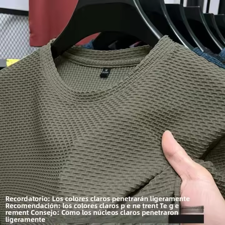 Camiseta De Verano Para Hombre Con Cuello Redondo Y Manga Corta Resistente a Arrugas Y Transpirable Tejido Versátil De Uso Casual - 1