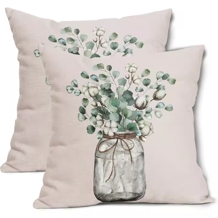 Fall Pumpkin Pillow Covers 18X18 Inch Burnt Orange Autumn Decorative Cotton Linen Thanksgiving Harvest Seasonal Pillow Cases Set of 2 Holiday Farmhouse Home Decor For Sofa Couch Cushion Outdoor - 1