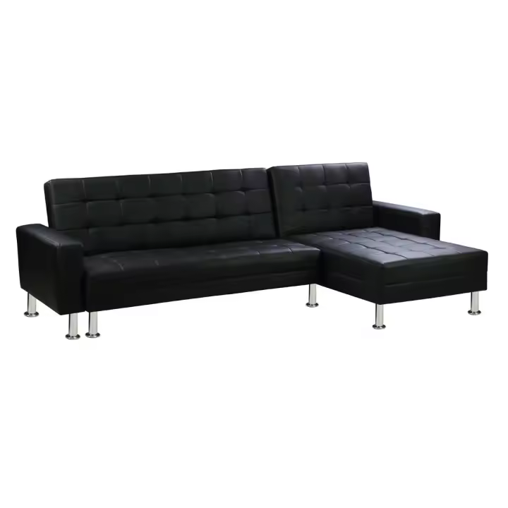Sofá esquinero convertible y reversible "Theo" - 4 plazas - Negro - 1
