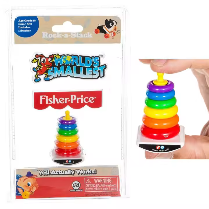 FISHER - PRICE -  Classic Rock-a-Stack - es un juego de rol retro clásico en formato mini -  juegos divertito en versión miniatura - Regalo Original -  Edad recomendada mayores de 6 años. - 1