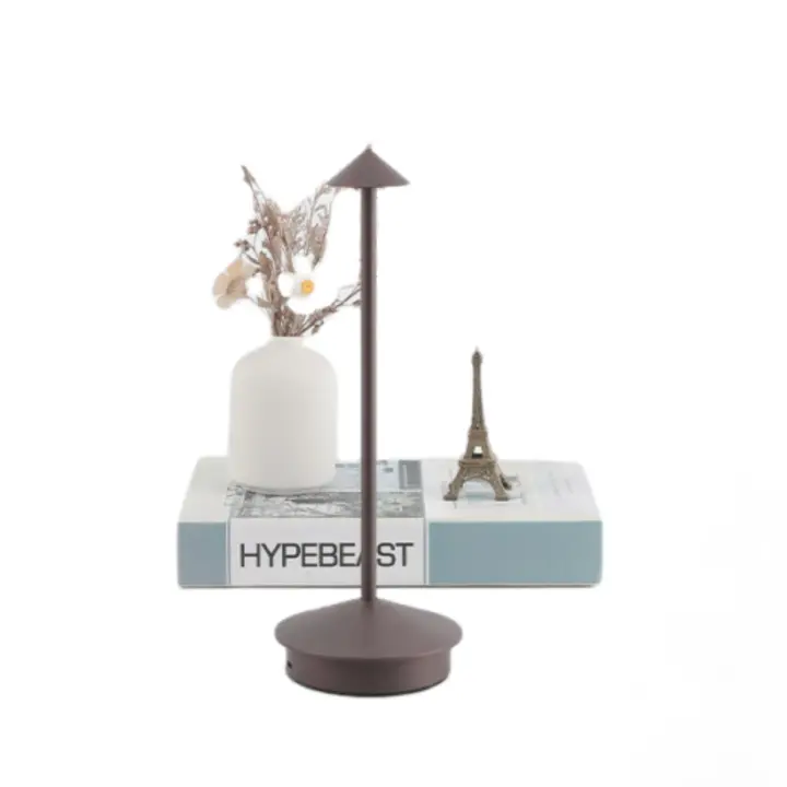 Aluminum Dimmable LED Table Lamp, IP54 Protection, Indoor/Outdoor Use, H29cm, EU Plug - Brown - 1