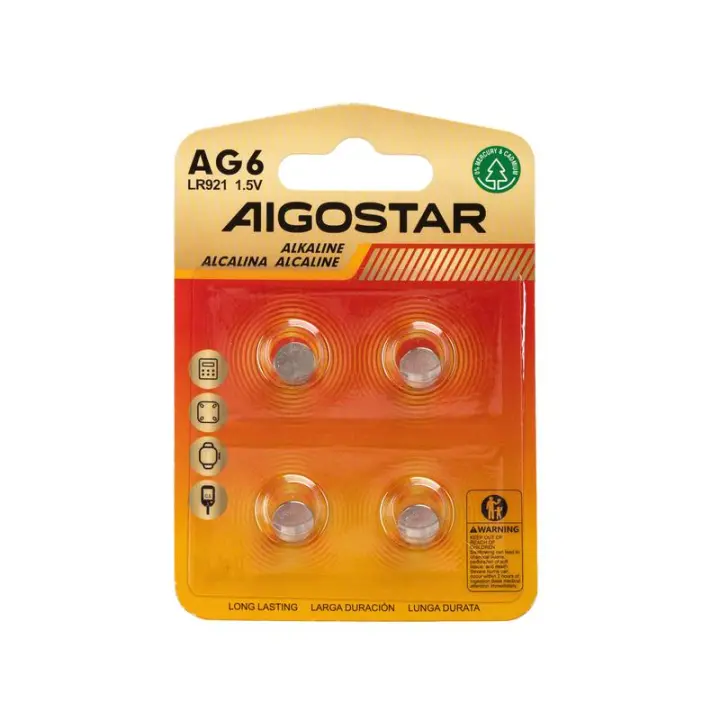 Pila de Boton AG6 LR921 de 1,5V 4 Unidades Aigostar - 1