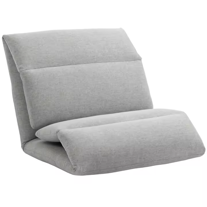 HOMCOM Silla de suelo, silla de suelo con respaldo ajustable en 5 niveles, sofá plegable con función reclinable, cojín de suelo, silla de meditación con aspecto de lino, sofá perezoso, gris, 72 x 71 x 60 cm - 1