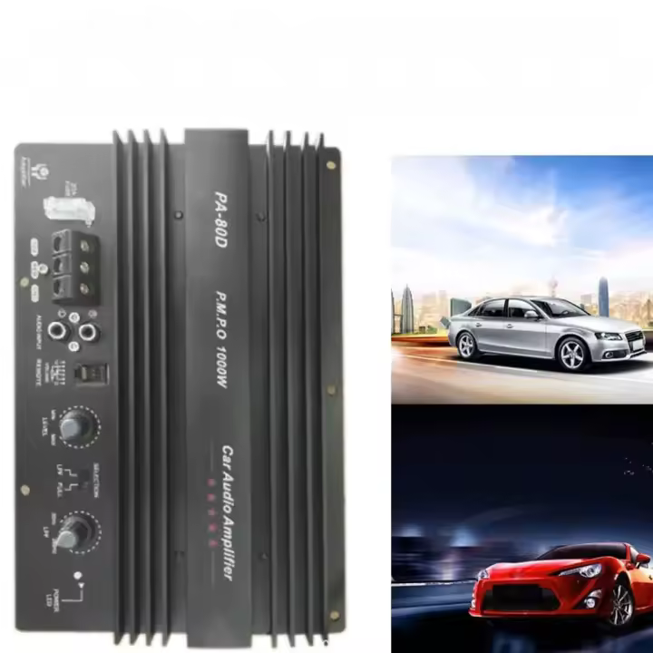 Amplificador Universal 12V 1000W PA-80D Mono Para Audio De Coche Potente Bass Subwoofer Amplificar Sonido Color Negro Tamaño 23.5x15.5CM - 1