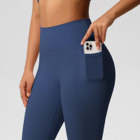 Mallas de beltada Alta para Mujer, pantalones de Yoga, Mallas con bolsillos, Push Up, ropa Deportiva para correr, pantalones de Color sólido - details 14