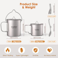 Juego De Cocina Ultraligero De Titanio Tomshoo 3 PCS Con Olla De 750ml Taza De Agua De 450ml Y Cuchara Plegable Para Camping Y Excursiones Al Aire Libre - details 5