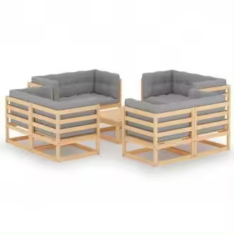 VIDAXL 3076339 conjunto mobiliario para jardines con muebles fabricados en pino con cojines antracita - 1